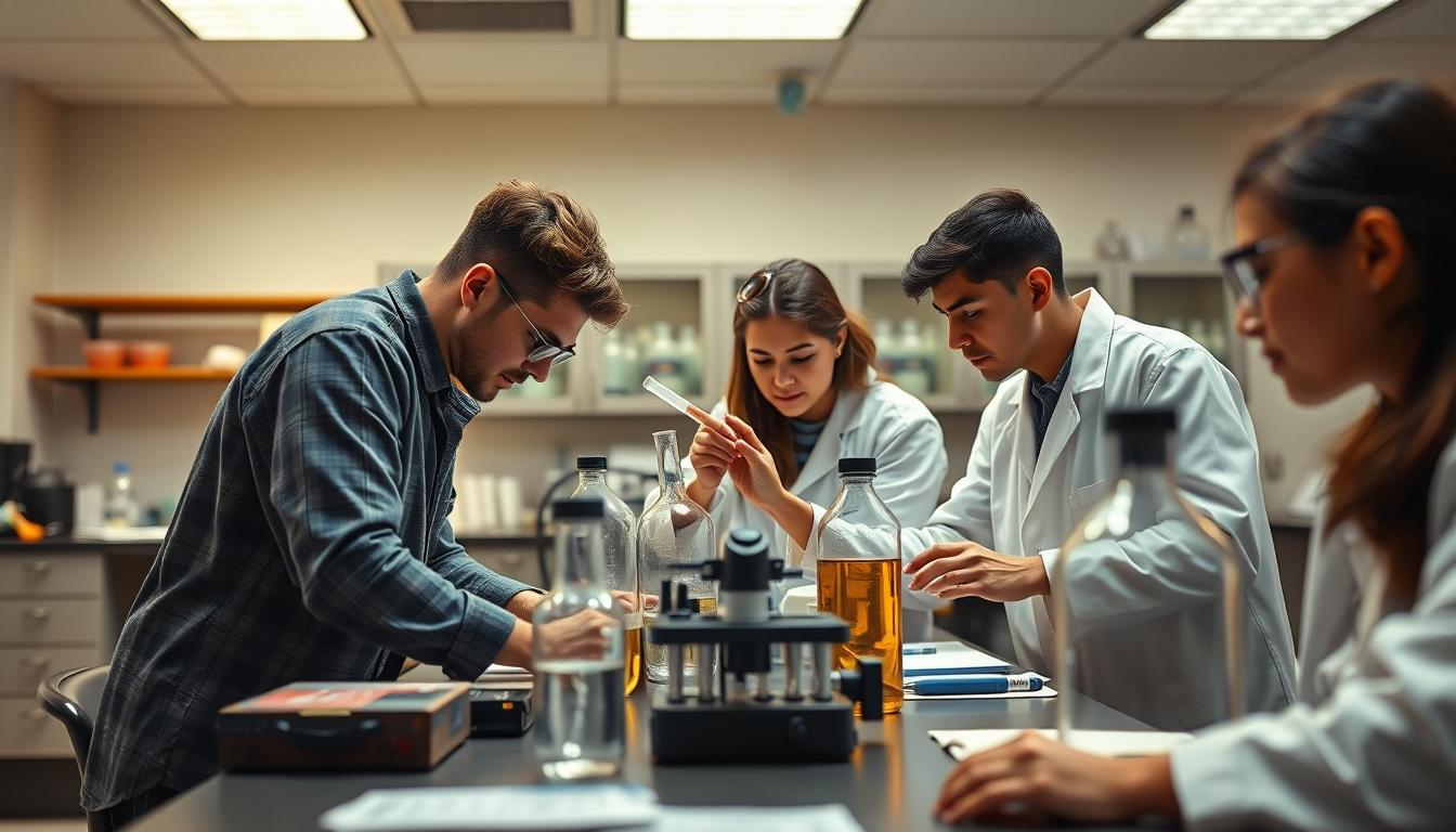 Student using a study guide to organize academic notes